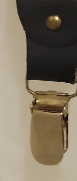 Vintage Pelican USA Black Adjustable Elastic Gold Clip on Checkered Suspenders - Picture 9 of 14